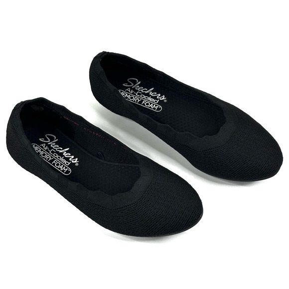 Skechers Cleo 2.0 Love Spell Black Slip On Flats Women's 6.5 Stretch 158343 New - Picture 1 of 8